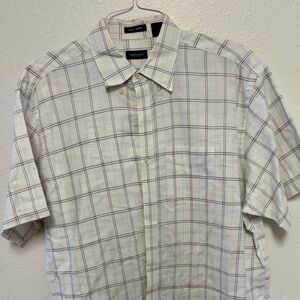 Men's Van Heusen Beige and Brown Checkered Shirt New W/O Tags